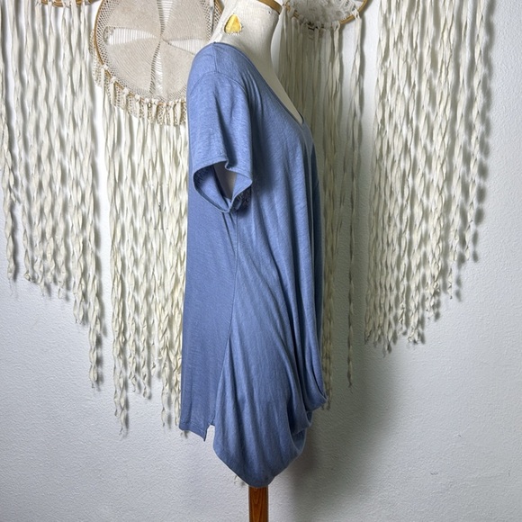 Poetry Linen Blend Scoop Waist Blue Gray Short Sleeve Shirt US10 - Picture 4 of 8